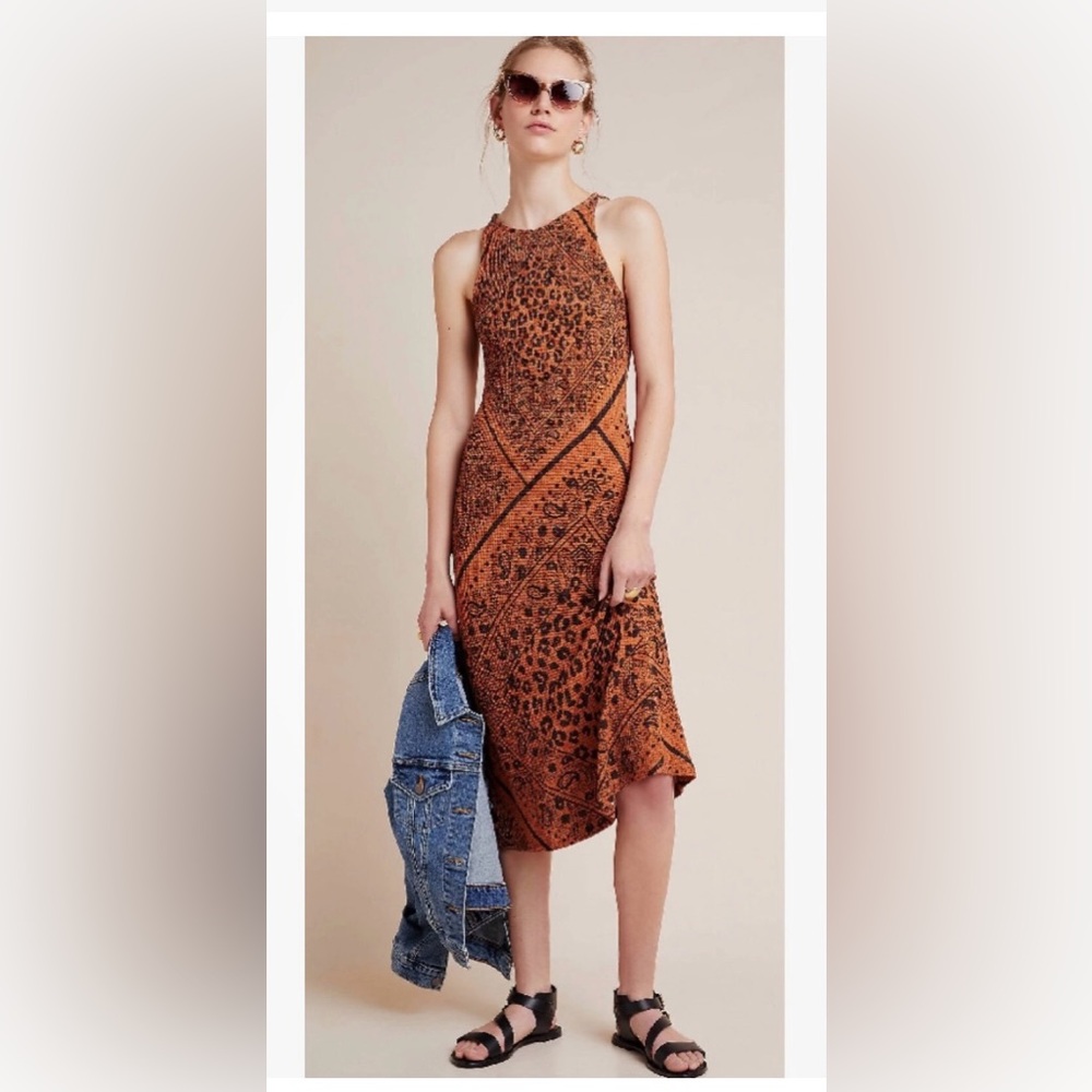 Farm Rio Alyse Leopard and Paisley print halter neck midi dress size XSmall
